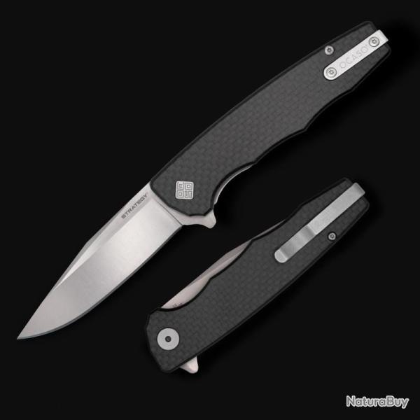 Couteau Ocaso Strategy Lame Acier K110 (D2) Satin Manche Carbone/G10 Noir Linerlock Ta�wan OCA29BCD
