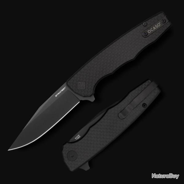 Couteau Ocaso Strategy Lame Acier K110 (D2) Noir Manche Carbone/G10 Noir Linerlock Ta�wan OCA29BCB