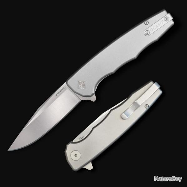 Couteau Ocaso Strategy Lame Acier CPM S35VN Satin Manche Titanium Gris Linerlock Ta�wan OCA29TIS