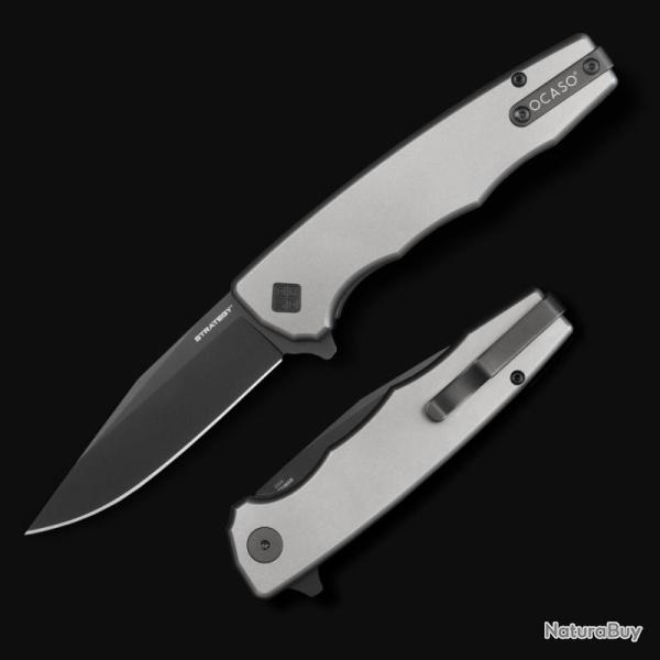 Couteau Ocaso Strategy Lame Acier CPM S35VN Noir Manche Titanium Gris Linerlock Ta�wan OCA29TIB