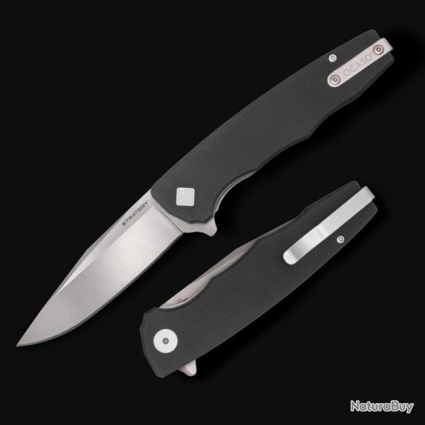 Couteau Ocaso Strategy Lame Acier K110 (D2) Satin Manche Carbone/G10 Noir Linerlock Ta�wan OCA29BGD