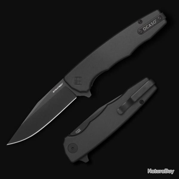 Couteau Ocaso Strategy Lame Acier K110 (D2) Noir Manche Aluminium Noir Linerlock Ta�wan OCA29BAB