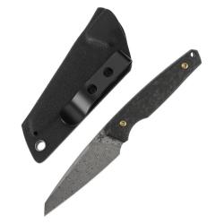Couteau Kansept Parr Lame Acier Damas Manche Fibre de Carbone Shred Etui Kydex G011A4