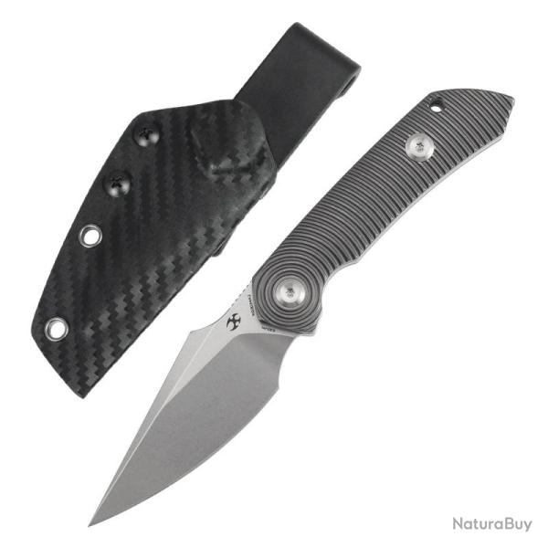 Couteau Fixe Kansept Fenrir Lame Acier CPM S35VN Manche Titane Gris Etui Carbone KG3034A2