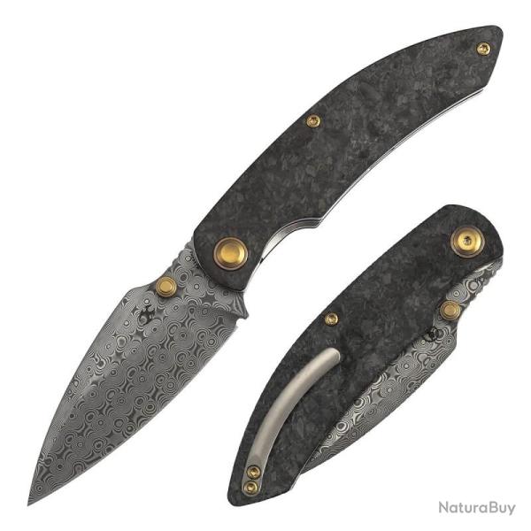 Couteau Kansept Falk Lame Damas Manche Carbone Shred Liner Lock K1142A1