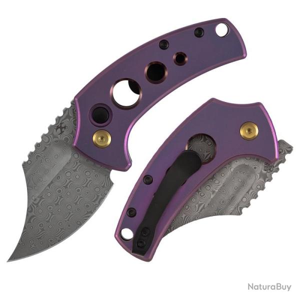Couteau Kansept Wasp Lame Damas Manche Titane Violet Perfore Button Lock T2144F6