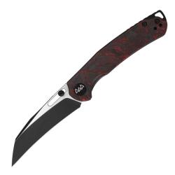 Couteau Wixco Wortex Lame Acier 14C28N Manche Carbone Red Liner Lock WXC16E