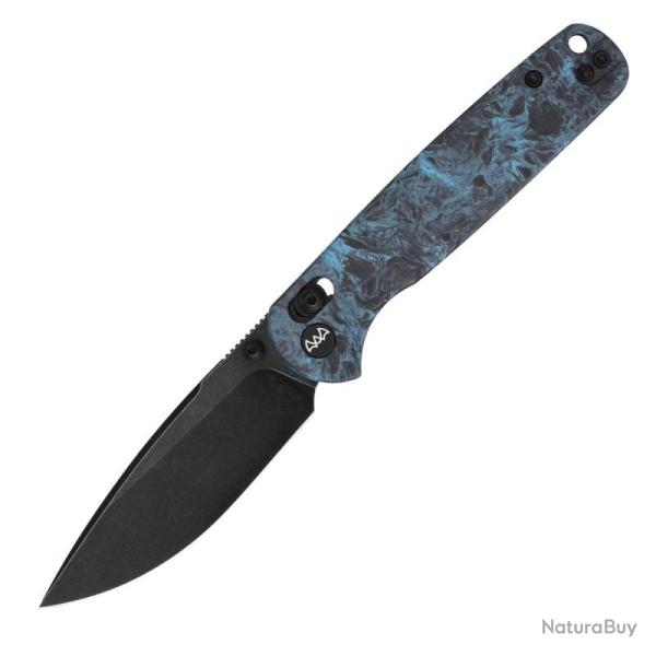 Couteau Wixco Drax II Lame Acier 14C28N Manche Carbone Bleu Ciel Crossbar Lock WXC10DNV