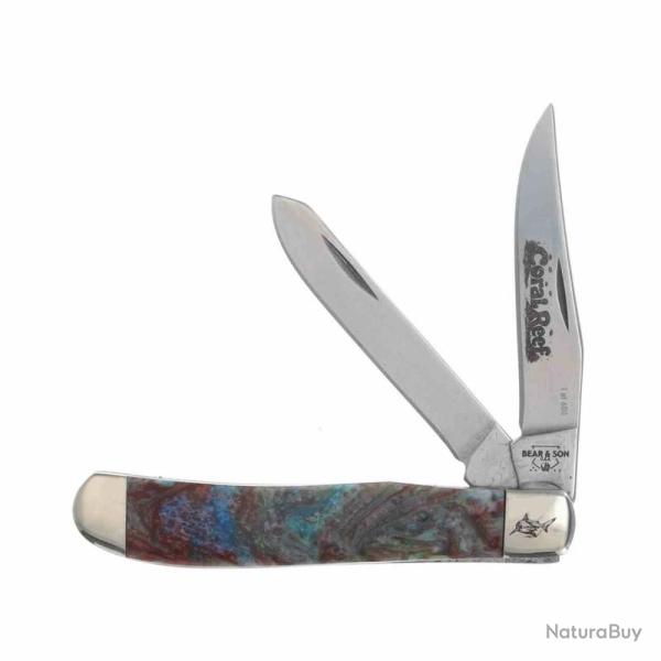 Couteau Bear & Son Mini Trapper Coral Reef Lame Inox Manche Coral Reef Made In USA BC907CR