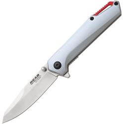Couteau Bear & Son Linerlock Gray Alum Lame Acier 440 Manche G10 gris Made In USA BC71140