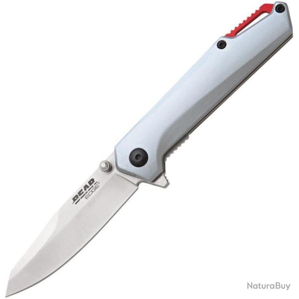 Couteau Bear & Son Linerlock Gray Alum Lame Acier 440 Manche G10 gris Made In USA BC71140
