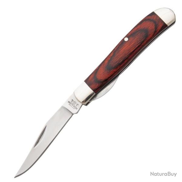 Couteau Bear & Son Mini Trapper Lame Acier 440 Manche Bois de Rose Liner Lock Made In USA BC206LR