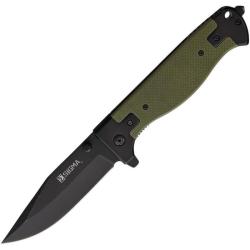 Couteau de Poche Falcon Linerlock Lame Acier 440 Manche G10 Vert Militaire Mitres Inox FLNKSB468BGN