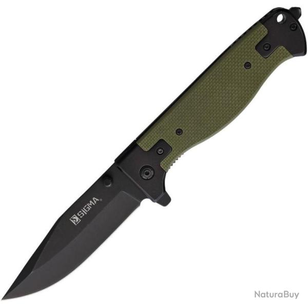Couteau de Poche Falcon Linerlock Lame Acier 440 Manche G10 Vert Militaire Mitres Inox FLNKSB468BGN