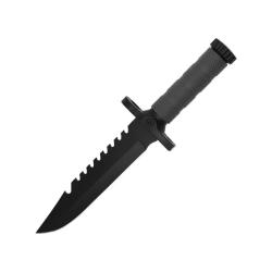 Couteau Fixe ElitEdge Tactical Lame Acier Inoxydable Manche Caoutchouc Textur&eacute; Noir EE20673BK