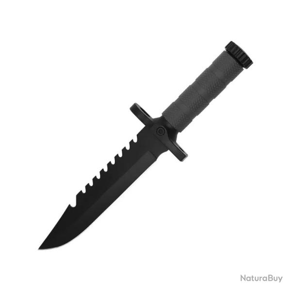 Couteau Fixe ElitEdge Tactical Lame Acier Inoxydable Manche Caoutchouc Textur� Noir EE20673BK
