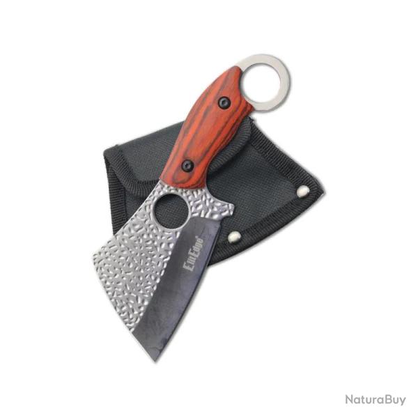 Couteau Fixe ElitEdge Cleaver Lame Acier Inoxydable Manche Bois Marron EE20664SW