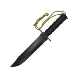 Couteau ElitEdge Survival Lame Acier Inoxydable Manche Alliage M&eacute;tallique Textur&eacute; Noir EE205698BK