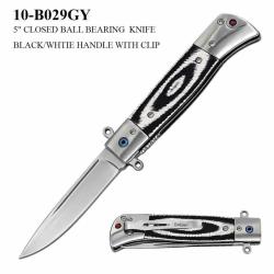 Couteau ElitEdge Lame Acier 440C Manche G10 Noir/Gris Linerlock EE10B029GY