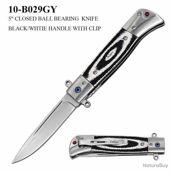 Couteau ElitEdge Lame Acier 440C Manche G10 Noir/Gris Linerlock EE10B029GY