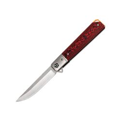 Couteau ElitEdge Lame Acier D2 Manche Micarta Noir/Rouge Linerlock EE10B027RD