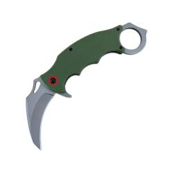 Couteau ElitEdge Karambit Lame Acier 8Cr13MoV Manche G10 Vert OD Linerlock EE10B020G10