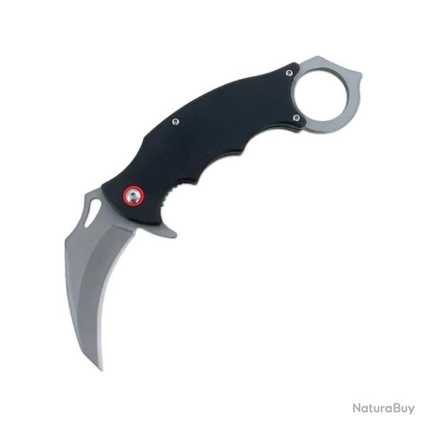 Couteau ElitEdge Karambit Lame Acier 8Cr13MoV Manche G10 Noir Linerlock EE10B020BKG10