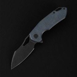 Couteau Pliant Ferramonster Glideman CP Lame Acier 154CM Manche Micarta Bleu Linerlock FMR23003CPC