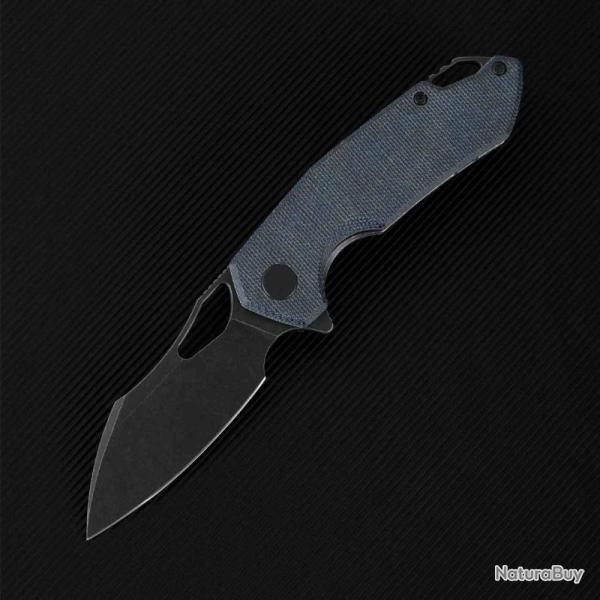 Couteau Pliant Ferramonster Glideman CP Lame Acier 154CM Manche Micarta Bleu Linerlock FMR23003CPC