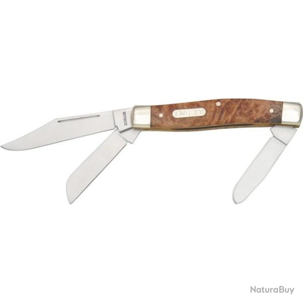 Couteau de Poche Schrade Old Timer Stockman Lames Acier Inox Manche Ironwood SCH8OTW