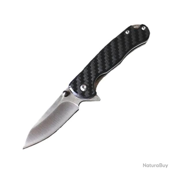 Couteau ElitEdge Lame Acier 8Cr13MoV Manche Fibre de Carbone Linerlock EE10B015SL