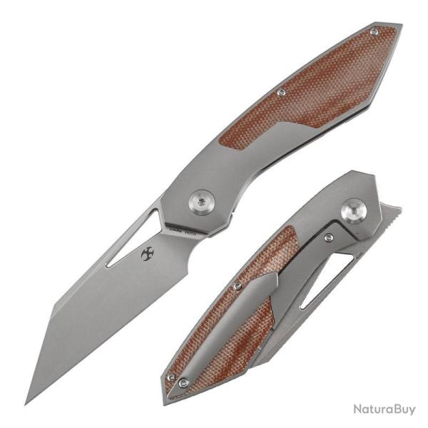 Couteau Kansept Strip Framelock Lame Wharncliffe Acier Magnacut Manche Micarta Marron Titane K1113A3