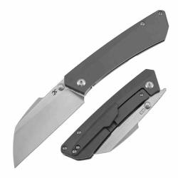 Couteau de Poche Kansept Contra Lame Acier S90V Manche Titane Gris Frame Lock K1139A1