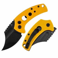Couteau de Poche Kansept Wasp Lame Acier 154CM Manche G10 Jaune Button Lock T2144F4