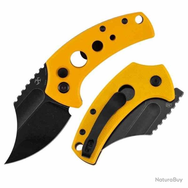 Couteau de Poche Kansept Wasp Lame Acier 154CM Manche G10 Jaune Button Lock T2144F4