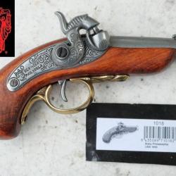 DENIX - Pistolet Derringer baby Philadelphia &agrave; percussion chemin&eacute;e - ref EBR24DER003