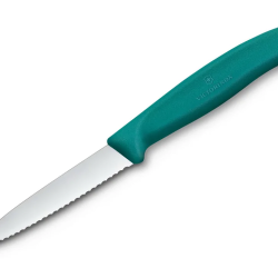 Victorinox Swiss Classic 6.7634.C1 - Couteau d'office dent&eacute; lame de 8 cm - manche Vert - 1 pi&egrave;ce