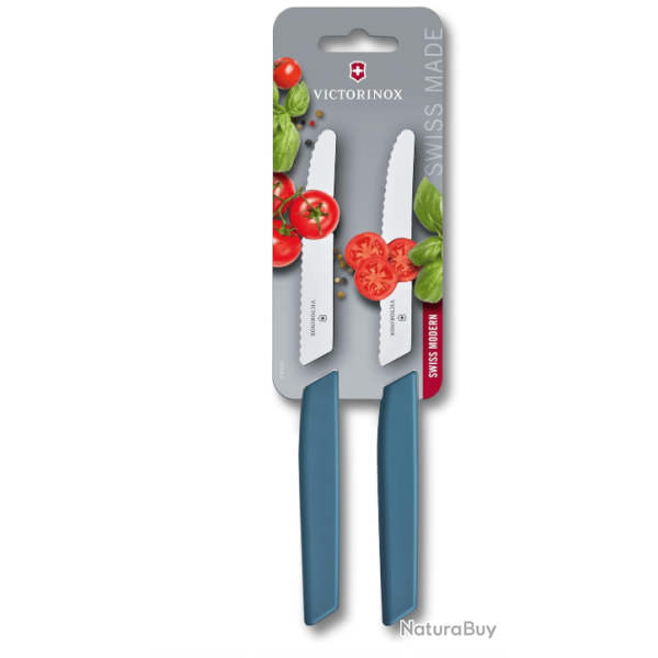 Victorinox Swiss Modern 6.9006.12W2B - Set 2 Couteaux � Steak Bleus