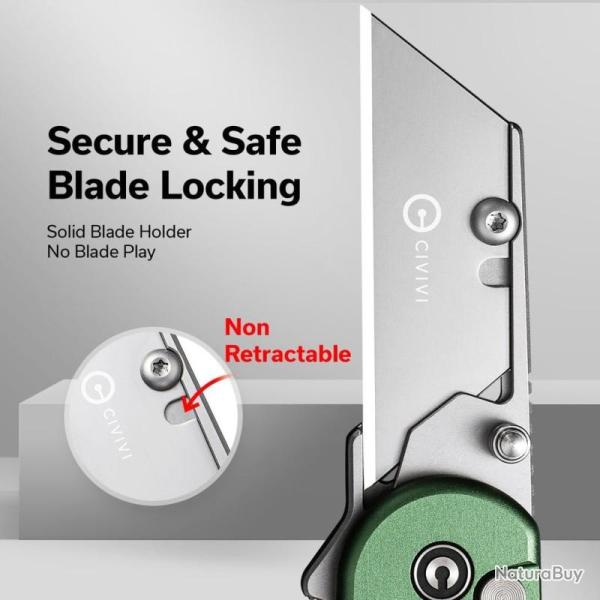 Couteau Civivi Elementum Utility Lame Acier 6Cr13 Manche Aluminium Vert Button Lock C23039B3CP