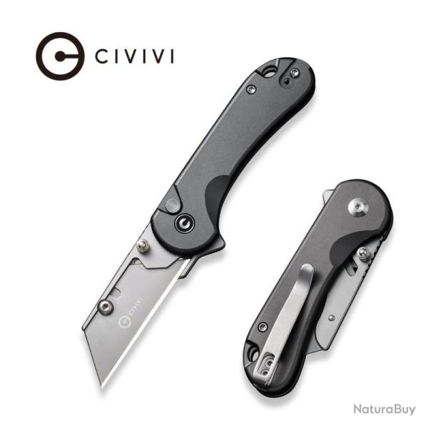 Couteau Civivi Elementum Utility Lame Acier 6Cr13 Manche Aluminium Gris Button Lock C23039B4CP