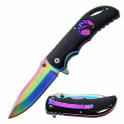 Couteau Pliant Elk Ridge Iris A/O Lame Acier Acier Inoxydable 440 Manche Aluminium Noir Linerlock