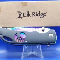 Couteau Elk Ridge Iris A/O Lame Acier Acier Inoxydable 440 Manche Aluminium Noir Linerlock ERA008RB
