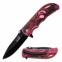 Couteau Elk Ridge Rose A/O Lame Acier Acier Inoxydable 440 Manche Aluminium Rose Linerlock ERA008PC