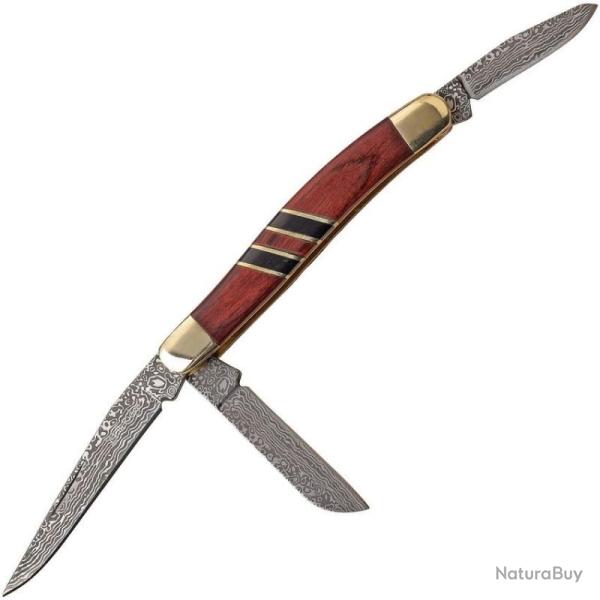 Couteau Elk Ridge Petit Stockman Marron Lame Acier 3Cr13 Manche Pakkawood Marron/Noir ER953WBCR