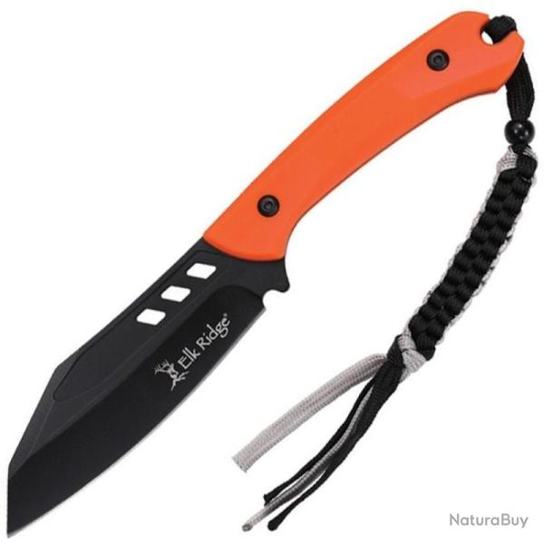 Couteau Elk Ridge Orange Lame Acier 3Cr13MoV Manche Nylon Orange Etui Nylon ERFIX121OR