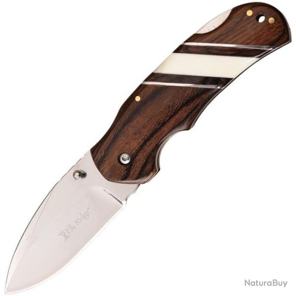 Couteau Pliant Elk Ridge Marron Lame Acier 3Cr13 Manche Pakkawood Marron/Os Lockback ER949BR