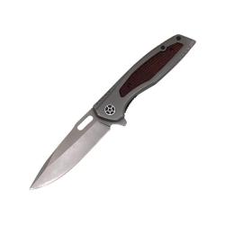 Couteau ElitEdge Lame Inox Manche Inox Gris Titane, Insert Bois d'&Eacute;b&egrave;ne Linerlock EE10B001GY