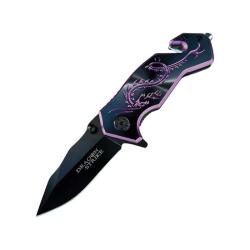 Couteau ElitEdge Dragon Rescue A/O Lame Inox Manche Aluminium Noir/Violet Linerlock EE10A68BP