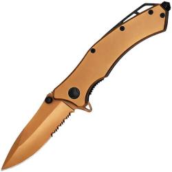 Couteau ElitEdge A/O Lame Acier 440C Manche Inox Or Rose Linerlock EE10A39RG