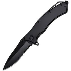 Couteau ElitEdge A/O Lame Acier 440C Manche Inox Noir Linerlock EE10A39BK